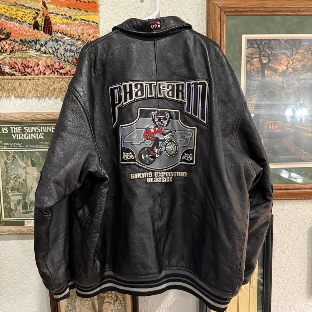 Vintage 90s RARE PHAT FARM Russell Simmons, Men’s Biker Hip Hop Size 4XL
